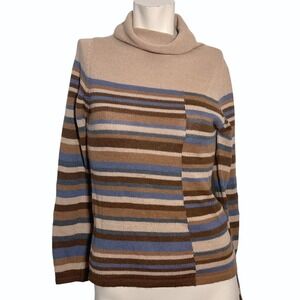 Alpaca 111 Striped Turtleneck Sweater Womens XS Retro Triball Cabincore Fall